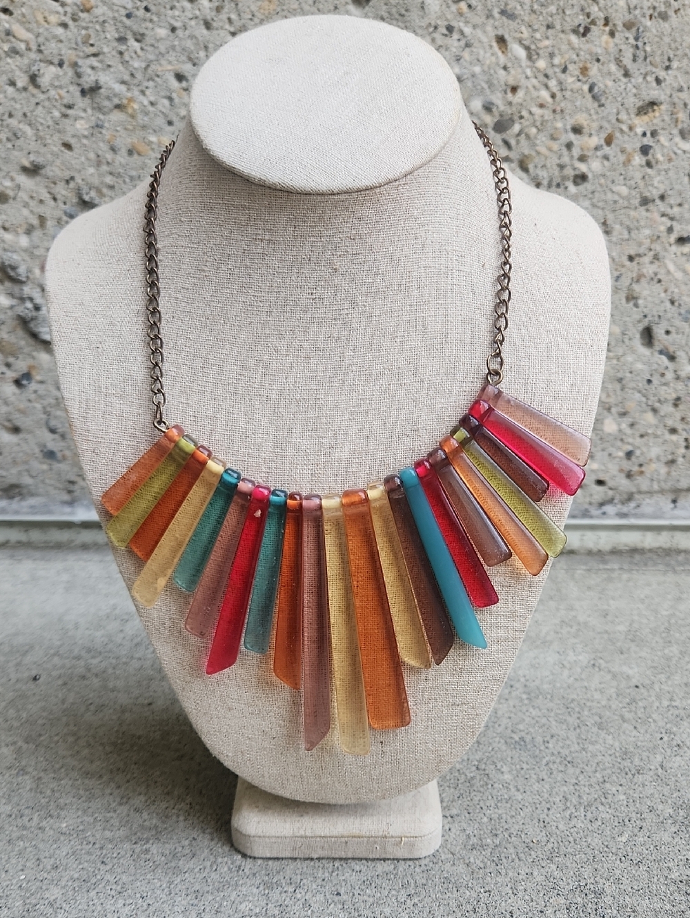 Multicolor Glass Spike Statement Necklace